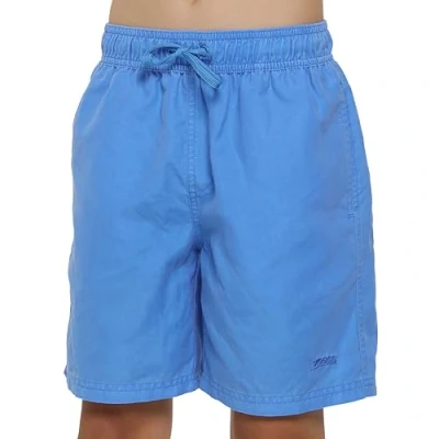 Image of Zoggs Boys&#039; Mosman Washed Shorts, Swimming Trunks, Blue, Large (12 Years)