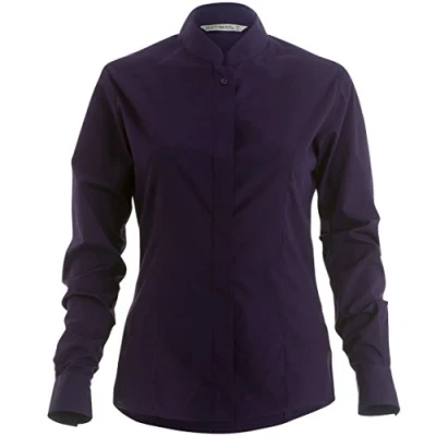 Image of Kustom Kit Women&#039;s Mandarin Collar Fitted Long Sleeved Shirt Black 10