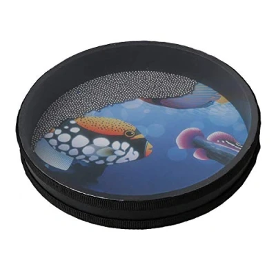 Image of Yibuy Wave Bead Ocean Drum Percussion with Fish Patton 10 inch