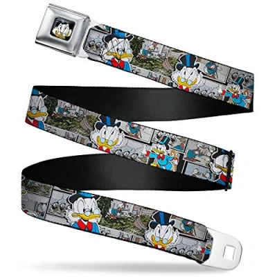 Image of Buckle Down Unisex&#039;s Seatbelt Belt Scrooge Mcduck, Multicolor, 1.5&quot; Wide 32 52 Inches in Length
