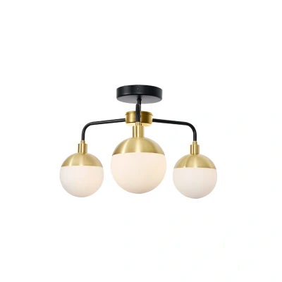 Image of Spa Lille 3 Light Semi Flush Ceiling Satin Brass