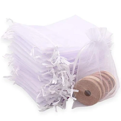 Image of Leeyunbee 100PCS 10 x 15 cm White Organza Bags, Gift Jewelry Pouches Candy Bags Wedding Favour with Drawstring Used for Wedding, Birthday, Christmas, Anniversary