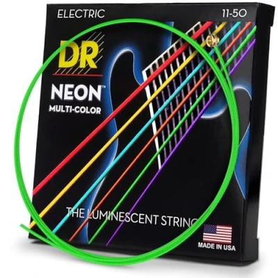 Image of DR Strings NMCE 11 Hi Def Neon Electric Heavy,Multi Color,11 50