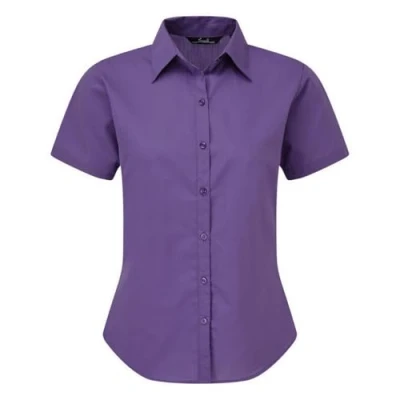 Image of Premier Women&#039;s poplin Short Sleeve Blouse, Ladies Plain Work Shirt Purple Size 10