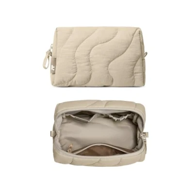 Image of tomtoc Electronics Organiser Travel Pouch, Puffy Accessory Bag for Women, Quilted Cable Tech Pouch Essentials, Cord, Charger, Airpods, Portable Storage Cosmetics, Daily Items