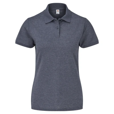 Image of Fruit of the Loom Womens Lady Fit 65/35 Short Sleeve Polo Shirt (Heather Navy) Dark Grey Size X Small