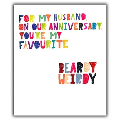Image of Emotional Rescue Husband Anniversary Card, Card For Husband, Favourite Beardy Weirdy, Beardy, Paper Salad, Multi, ZFW9393
