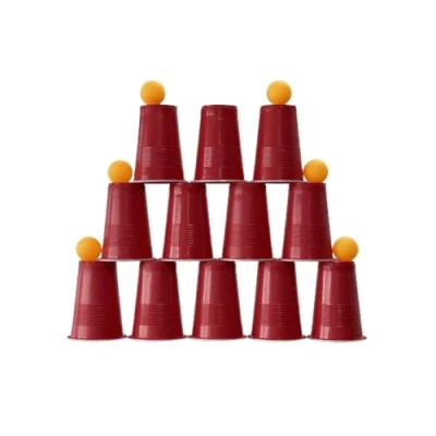Image of Beer Pong Adult Drinking Game Set of 18 with Balls and Glasses included, Party Fun