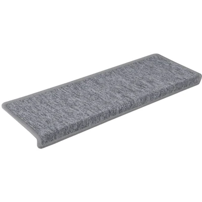 Image of vidaXL Stair Mats 15 pcs 65x21x4 cm Light Grey Rectangular Edge