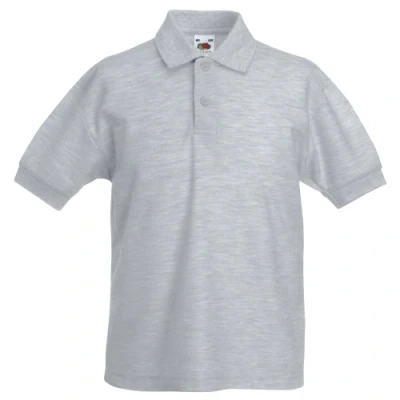 Image of Fruit of the Loom Boys&#039; Polo Shirt multicolour Heather Grey 7 8 Years