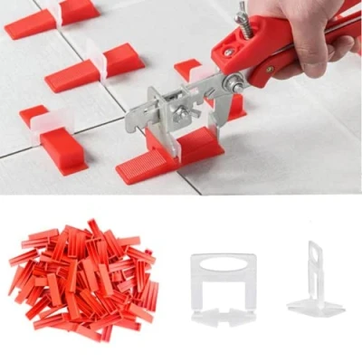 Image of 400PCS Tile Leveling System Kits 1.5mm 300pcs Spacers Clip 100pcs Reusable Wedges and 1 Pliers,Floor Tool