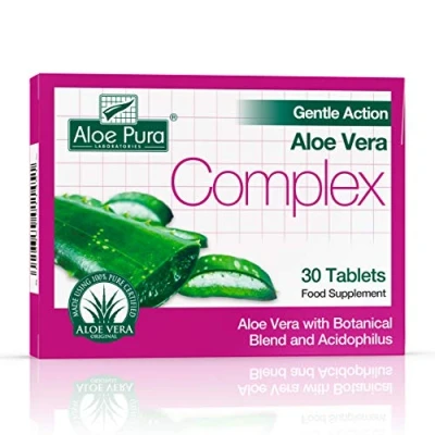 Image of Aloe Pura Vera Gentle Action Complex Tablets , Natural Vegetarian Cruelty Free Food Supplement, Botanical Blend 30