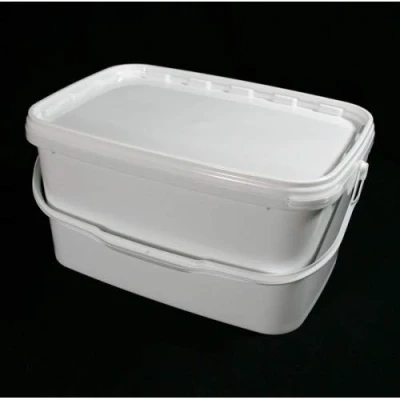 Image of 5.7 Litre Rectangular Airtight Food Grade White Catering Mixing Plastic Buckets with Lids Heavy Duty Industrial Kitchen Quality (2)