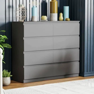 Image of Vida Designs 8 Drawer Chest for Clothes Closet Organizers and Storage Cabinet Hallway, Entryway (Grey, Matte)
