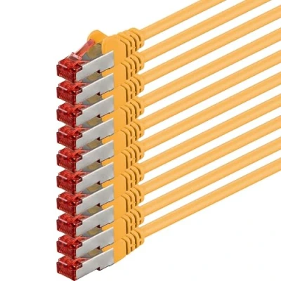 Image of 1aTTack.de 3 meter Cat6 Ethernet Cable Lan Patch Cat 6 Cables Internet Rj45 Plug 1Gbit/s SFTP PIMF yellow 10 pieces