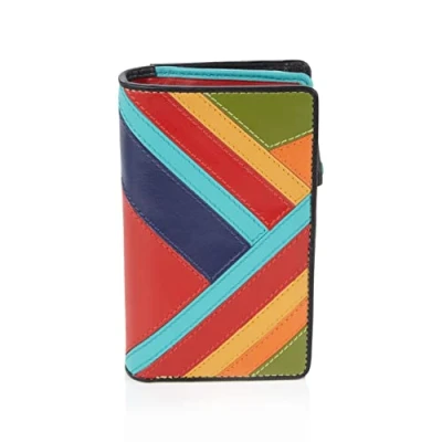 Image of Visconti 100% Leather Wallet RFID Protection Women&#039;s Purse 19 x 14.5 cm with Press Stud and Zip for Extra Security Bifold Gift Box Clara Multicoloured, multi coloured,
