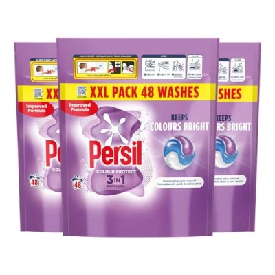 Image of Persil Colour 3 in 1 Laundry Washing Detergent Capsules 48 washes Pack of