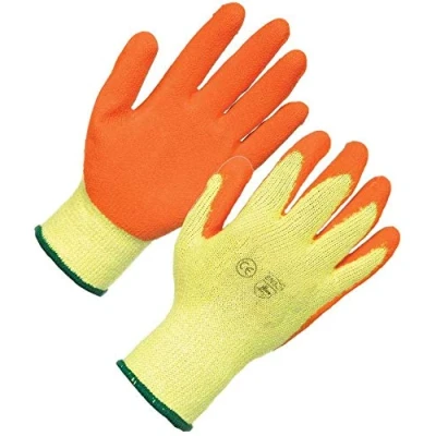 Image of 24 Pair Latex Coated Orange Rubber Work Gloves Mens Safety Builders Gardening Scaffolding (X Large/10)