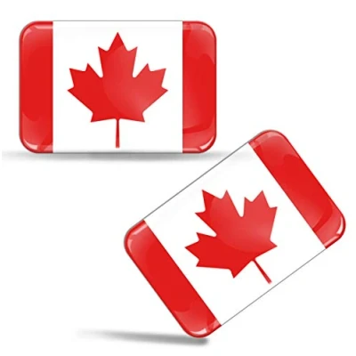 Image of 2 x 3D Domed Silicone Stickers Decals Canada National Canadian Flag Car Motorcycle Helmet F 40