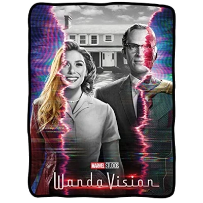 Image of Marvel: WandaVision Wanda &amp; Vision Poster Throw Blanket Plush Cozy Sherpa Super Soft Lightweight Fleece Geeky Home Decor 45 x 60 Inches