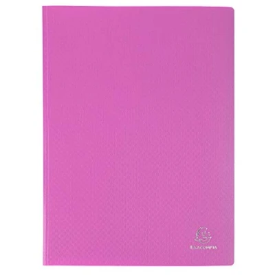 Image of Exacompta Ref 88327E Semi Rigid PP Display Book Suitable for A4 Documents, Wipeable Cover, 500 Micron Polypropylene, 30 Pockets, 60 Viewing Pages Pink Cover