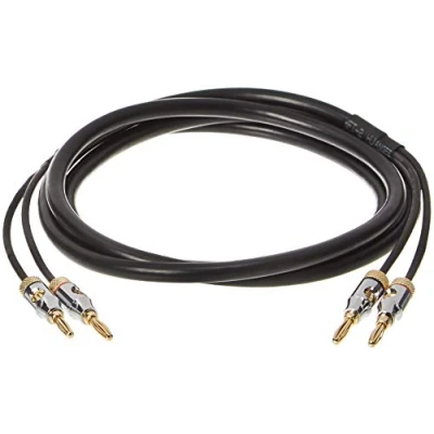 Image of Amazon Basics Banana Plug 16AWG Speaker Cable Wire, CL2 Rated with Gold Plated Tip Plugs (4mm), 99.9% Oxygen Free, 1.83 m, &amp; Black