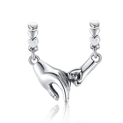Image of YaShuo Jewellery I Love You Forever Heart Pendant Compatible with Pandora Bracelets 925 Sterling Silver Safety Chain for (Hand Chain), All, (C772)