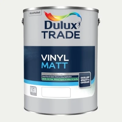 Image of DULUX TRADE VINYL MATT WHITE COTTON 5L