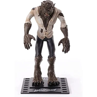 Image of BendyFigs The Noble Collection Universal Monsters Wolf Man 7.5in (19cm) Toys Bendable Figure Posable Collectible Doll Figures With Stand