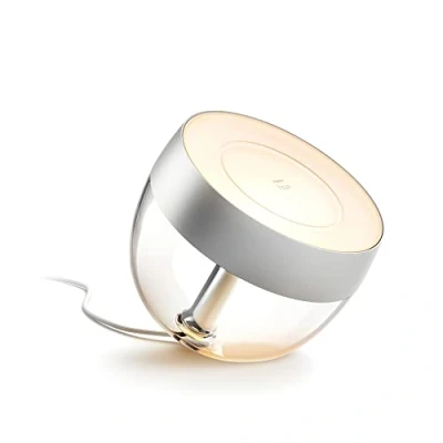 Image of Philips Hue Iris White and Colour Ambiance Smart Table Light v4 [Silver] with Bluetooth. Works Alexa, Google Assistant Apple Homekit.