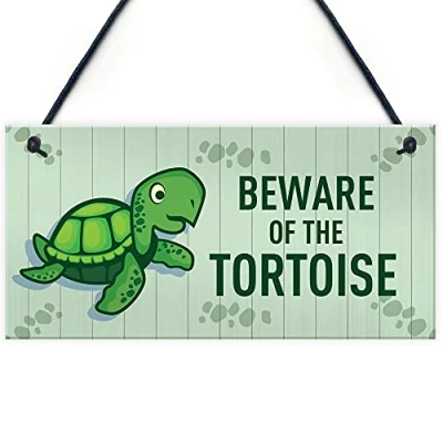 Image of RED OCEAN Beware Of The Tortoise Sign Funny Pet Gift Home For Family Keepsake