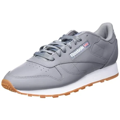 Image of Reebok Men&#039;s Classic Leather Sneakers, PUGRY5/FTWWHT/RBKG03, 5 UK