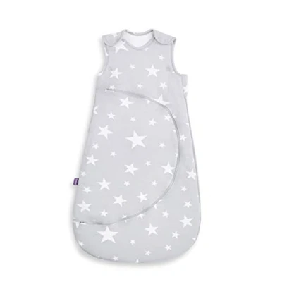 Image of Snuz Baby Sleeping Bag with Nappy Zip For Easy Changes, Super Soft Cotton Bags Poppers, Meets British Safety Standard, White Star, 1 Tog 0 6M