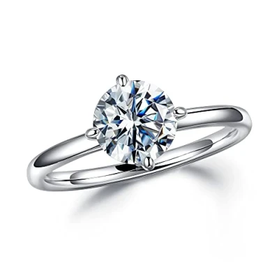 Image of 1.5ct Moissanite Engagement Rings for Women, White Gold Sterling Silver, Created