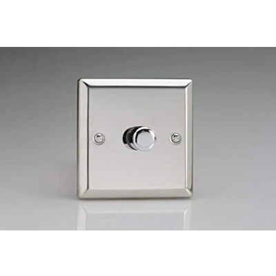 Image of Varilight JCP401 1 x 0 120W Push On/Off Rotary LED Dimmer Mirror Chrome