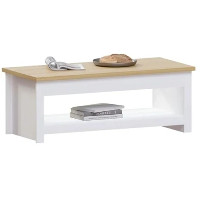Image of Vida Designs Arlington Coffee Table 1 Shelf Storage MDF Living Room Modern Furniture (White)