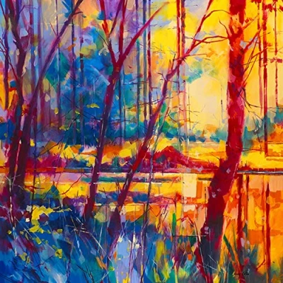 Image of The Art Group Doug Eaton (Evening Sunset at Meadowcliff) Canvas Print, Wood, Multi Colour, 85 x 1.3 cm