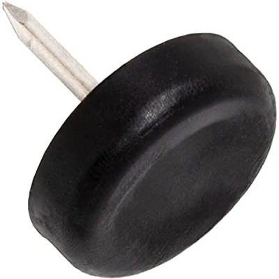 Image of Adsamm® / 32 x Glides in plastic with nail Ø 0,79&#039;&#039; (Ø 20 mm) black round Premium quality furniture sliders by