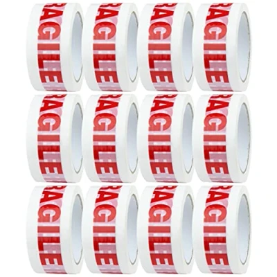 Image of Crimson Starfish 12x Rolls of Low Noise Fragile Tape for Packing Boxes/Fragile 48mm x 66m, Strong Moving House, Parcels, Cardboard Boxes &amp; Cartons