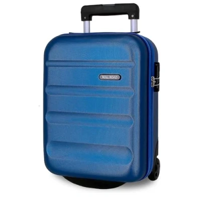 Image of ROLL ROAD Flex Rigid Suitcase Made of ABS, a Material, Combination Closure Side 4 Double Wheels Luggage Hand, Practical Interior with One Compartment, Blue, Size, Carry on
