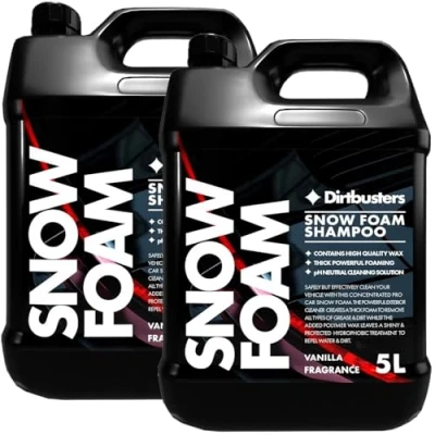 Image of Dirtbusters Snow Foam Car Shampoo And Wax pH Neutral, Powerful Thick Pre Wash Cleaner, Non Caustic, Suitable For Cleaning All Vehicle Paint Work Exteriors, Vanilla (2x5L)