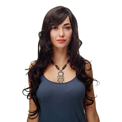 Image of Wig ME UP 9204S 4 Stunning Lady Quality very long wavy fringe (for side parting) dark brown 27,5 inch