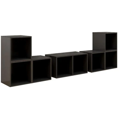 Image of vidaXL 6 Piece TV Cabinet Set High Gloss Grey Engineered Wood