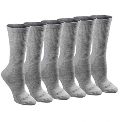 Image of Dickies Women&#039;s Dri tech Essential Moisture Control Crew Socks, Available in S XL (6, 12 Casual, Grey Solid (6 Pairs), M (Pack of 12)