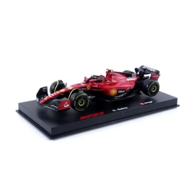 Image of Bburago B18 36835S Formula 1 F1 Ferrari SF 23 with Helmet Sainz (2023) 1:43 Scale Die Cast Replica Collectible Race Car Vehicle, Black