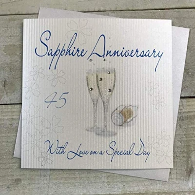 Image of WHITE COTTON CARDS Sapphire Love On Your Special Day Handmade 45th Anniversary Card, WA45,16cm x 16cm