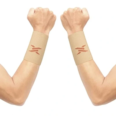 Image of Thx4COPPER Compression Wrist Sleeve Copper Infused Support for Men &amp;Women Improve Circulation and Recovery 1 Pair,Beige,XXL