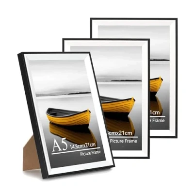 Image of Baoee A5 Black white Two Tone Picture Frame,Set of 3,photo frame with acrylic glass, Frame,Poster Frame, certificate frame,Wall Mountable