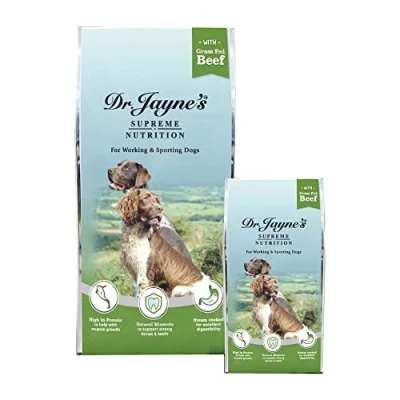 Image of Dr Jayne&#039;s Supreme Nutrition with Grass Fed Beef, Complete Dry Dog Food for Working and Sporting Dogs Rich in Protein Vitamins, 12kg
