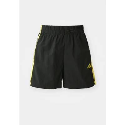 Image of adidas Sportswear Essentials 3 Stripes Lifestyle Sports shorts, Women&#039;s, Size: Large, Black/hazy yellow
